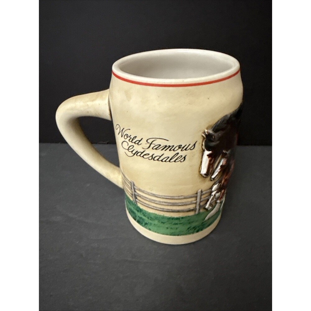 1988 World Famous Budweiser Clydesdale Mare and Foal Beer Stein